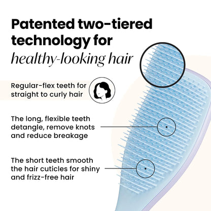 Tangle Teezer The Ultimate Detangler Hairbrush | For Wet & Dry Hair | Detangles All Hair Types | Reduces Breakage, Eliminates Knots | Two-Tiered Teeth & Comfortable Handle | Lilac Cloud Blue