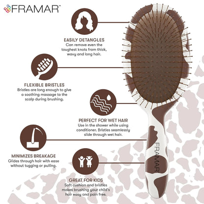 FRAMAR Wet Hair Brush Detangler, Detangling Hairbrush For Women – Giraffe