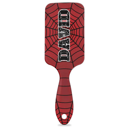 Personalized-Kids-Hair-Brush for Boy Girls Custom Gift Detangler Brush Soft Bristle Hair Brushes Travel Hair Brush for All Hair Types Christmas Hallowmas Spider Web Sliver Dot