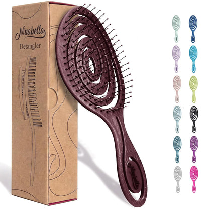 Ninabella Detangler Brush - No Tangle Hair Brush for Women, Fine, Thick and Long Hair - Hairbrush for Wet and Dry Hair, Gentle on the Scalp - Elegant Black