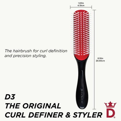 Denman D3 Original Curl Definer & Styler, Curly Hair Brush for Women & Men – 7 Row Detangling & Curl Defining Brush for Smooth Defined Curls - a precision Styling Brush for straight hair