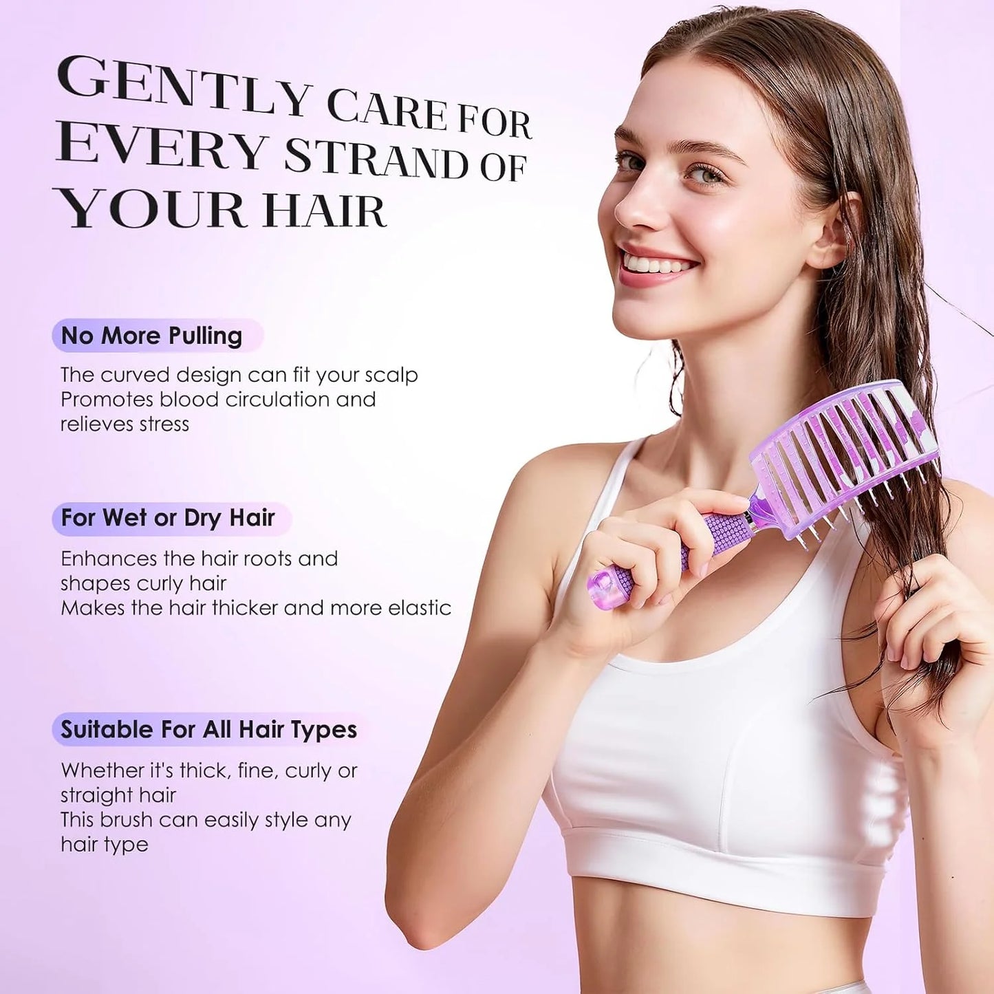 Hair Brush, Professional Curved Vented Brush with 25MM Bristles for Faster Blow Drying, Detangling for Wet Dry Hair, Paddle Brush for Thick Curly Straight Hair for Women & Men