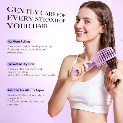 Hair Brush, Professional Curved Vented Brush with 25MM Bristles for Faster Blow Drying, Detangling for Wet Dry Hair, Paddle Brush for Thick Curly Straight Hair for Women & Men