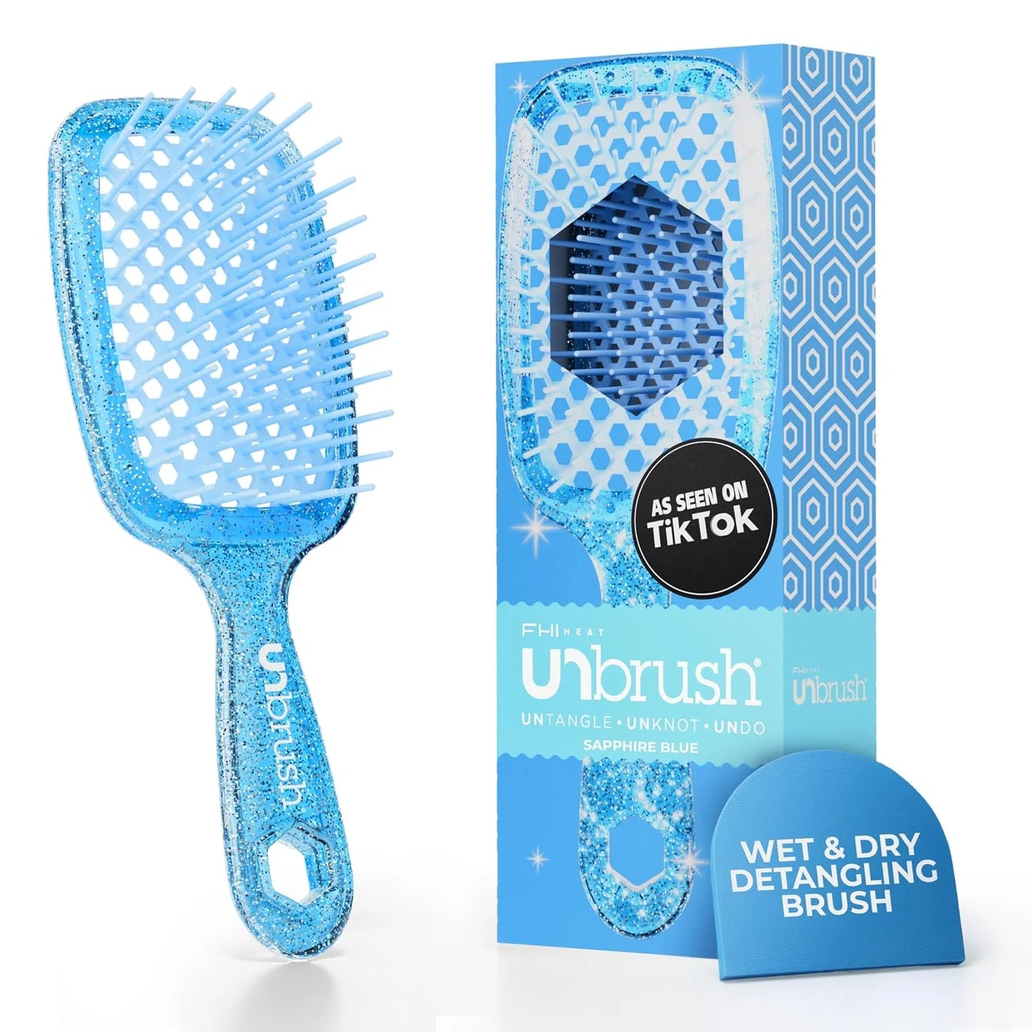 FHI Heat UNbrush Detangling Brush for Pain-Free Brushing on All Wet or Dry Hair Types — Durable DuoFlex Anti-Static Bristles, Lightweight Handle, Vented Hair Brush