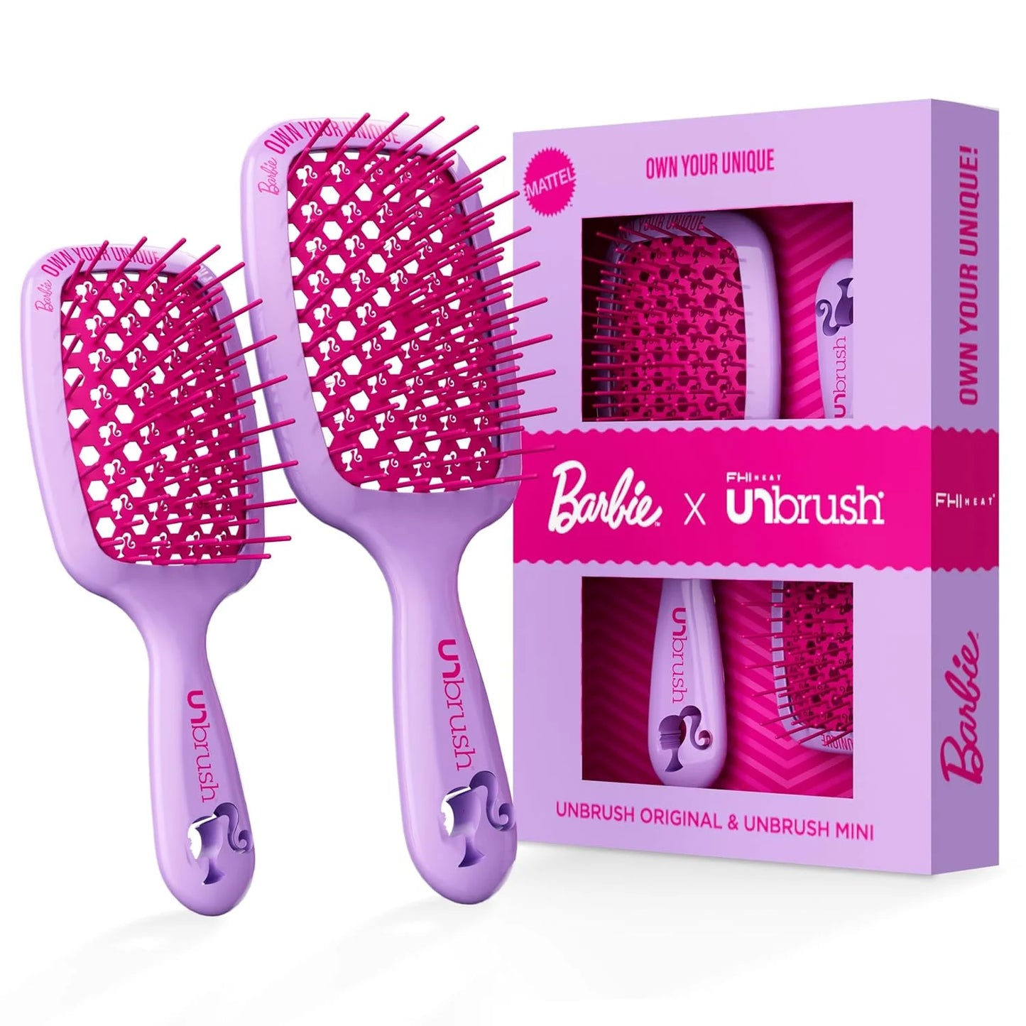 FHI Heat UNbrush Barbie Detangling Brush Duo - Style Icon - Yellow