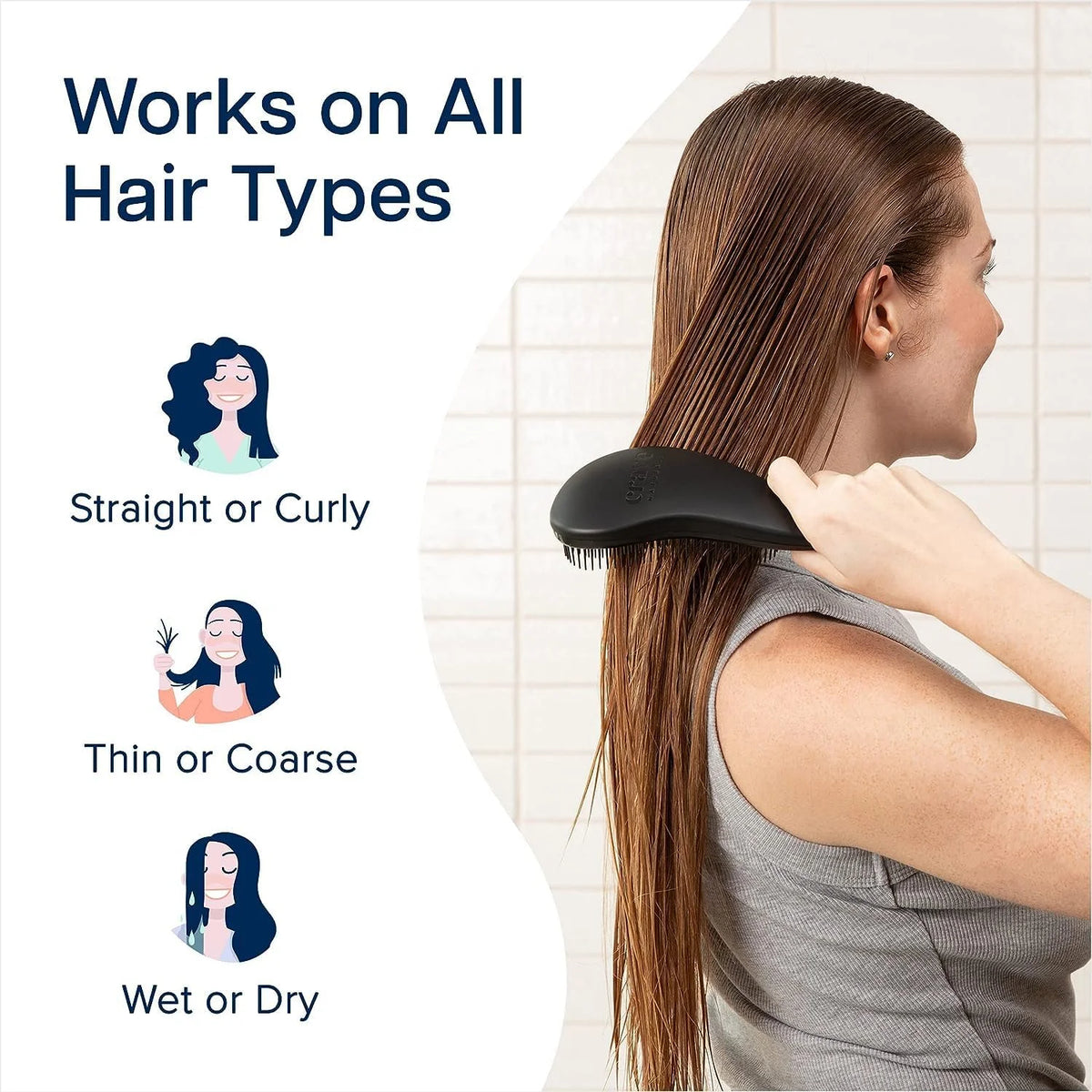 Crave Naturals Glide Thru Hair Brush - Detangler Brush for Curly, Straight, Wet or Dry Hair - Gentle Detangling Brushes for Adults, Kids, Toddlers - Hair Accessories for Women, 7.5x3" - Pink