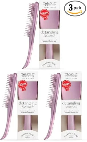 Tangle Teezer Chrome Ultimate Detangler Brush for Wet & Dry Hair, Eliminates Knots & Reduces Breakage for Straight to Curly Hair Types, Chocolate Bronze (Pack of 3)