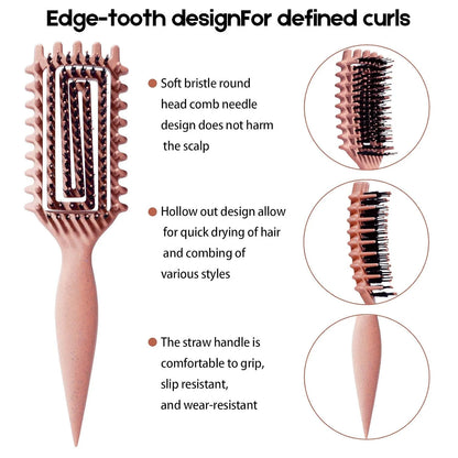 Curly Hair Brush Candybrush Curl Defining Brush for Detangling Shaping and Defining Curls for Women, Men, Wet & Dry Hair (Green Pink)