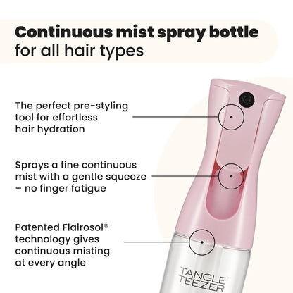 TANGLE TEEZER Fine Mist Spray Bottle, Refillable, 10.1 oz, Black