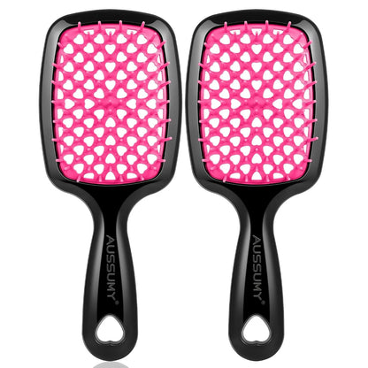 4 Pack Vented Detangling Hair Brush - Detangler Hairbrush with Soft Bristles for Effortless Tangle Free - Ideal for Wet Dry or Curly Damaged Hair for Women Men Kids