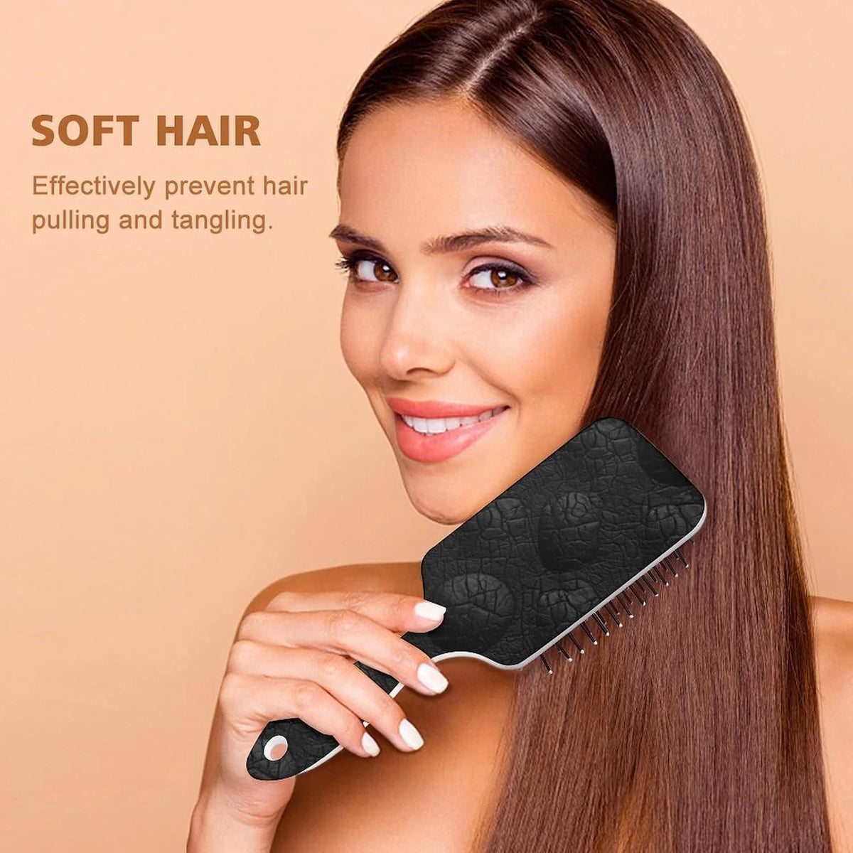 Air-Cushion Comb Black Gold Glitter Cheetah Leopard Print, Smooth Hair Salon Anti-Knotting Fluffy, For Long Thick Curly Hair, 1 Pack