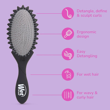 Wet Brush Curl Shaper Detangler Brush, Purple, Made for Women, Men & Kids