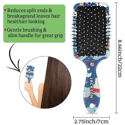 Personalized Cute Car Detangler-Hair-Brush for Kids Boys,Glides Through Tangles Comb,Custom Name Hair Brushes for All Hair Types Wet/Dry/Curly/Thick Hair,White 2
