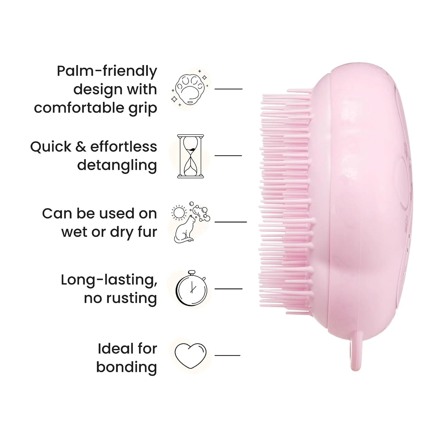 Pet Teezer Cat Brush for De-Shedding Short to Medium Fur, Millennial Pink
