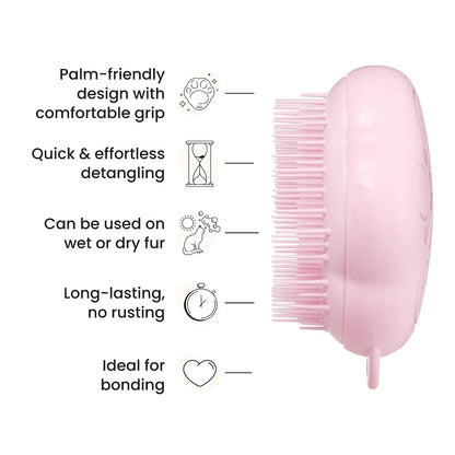 Pet Teezer Cat Brush for De-Shedding Short to Medium Fur, Millennial Pink