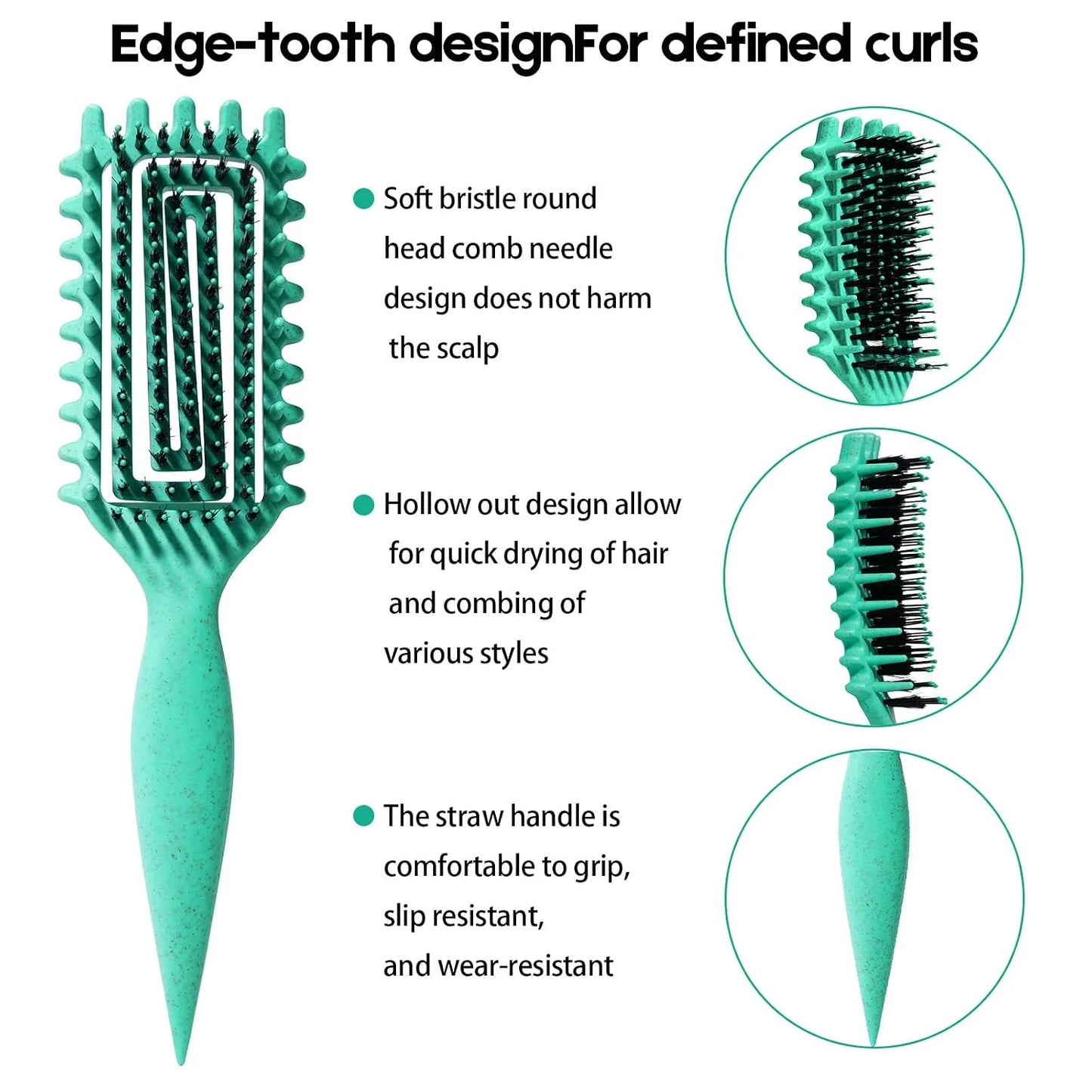 Curly Hair Brush Candybrush Curl Defining Brush for Detangling Shaping and Defining Curls for Women, Men, Wet & Dry Hair (Green Pink)