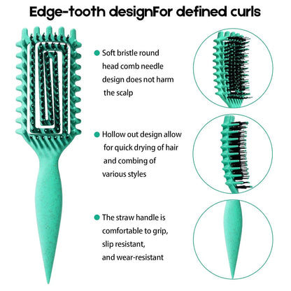 Curly Hair Brush Candybrush Curl Defining Brush for Detangling Shaping and Defining Curls for Women, Men, Wet & Dry Hair (Green Pink)
