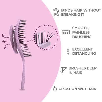 Ninabella Detangler Brush - No Tangle Hair Brush for Women, Fine, Thick and Long Hair - Hairbrush for Wet and Dry Hair, Gentle on the Scalp - Elegant Black