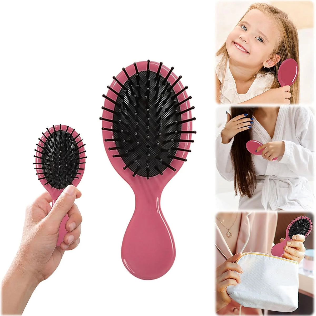 2P Mini Hair Brush,Brush Squirt Detangling Brush,Mini Detangler Brush, No Tangle Ultra-Soft IntelliFlex Bristles,with Ease Knots Without Tears or Breakage (Bright flour)