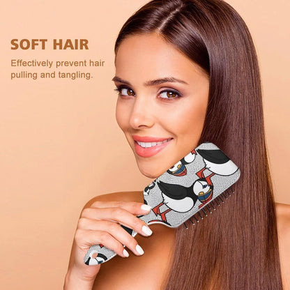 Women Girls Ladies Hair Brush Purple Black Buffalo Check Plaid Pattern, Paddle Brush for Detangling Scalp Massage, Cushion Hairbrush for Long Thick Curly Hair