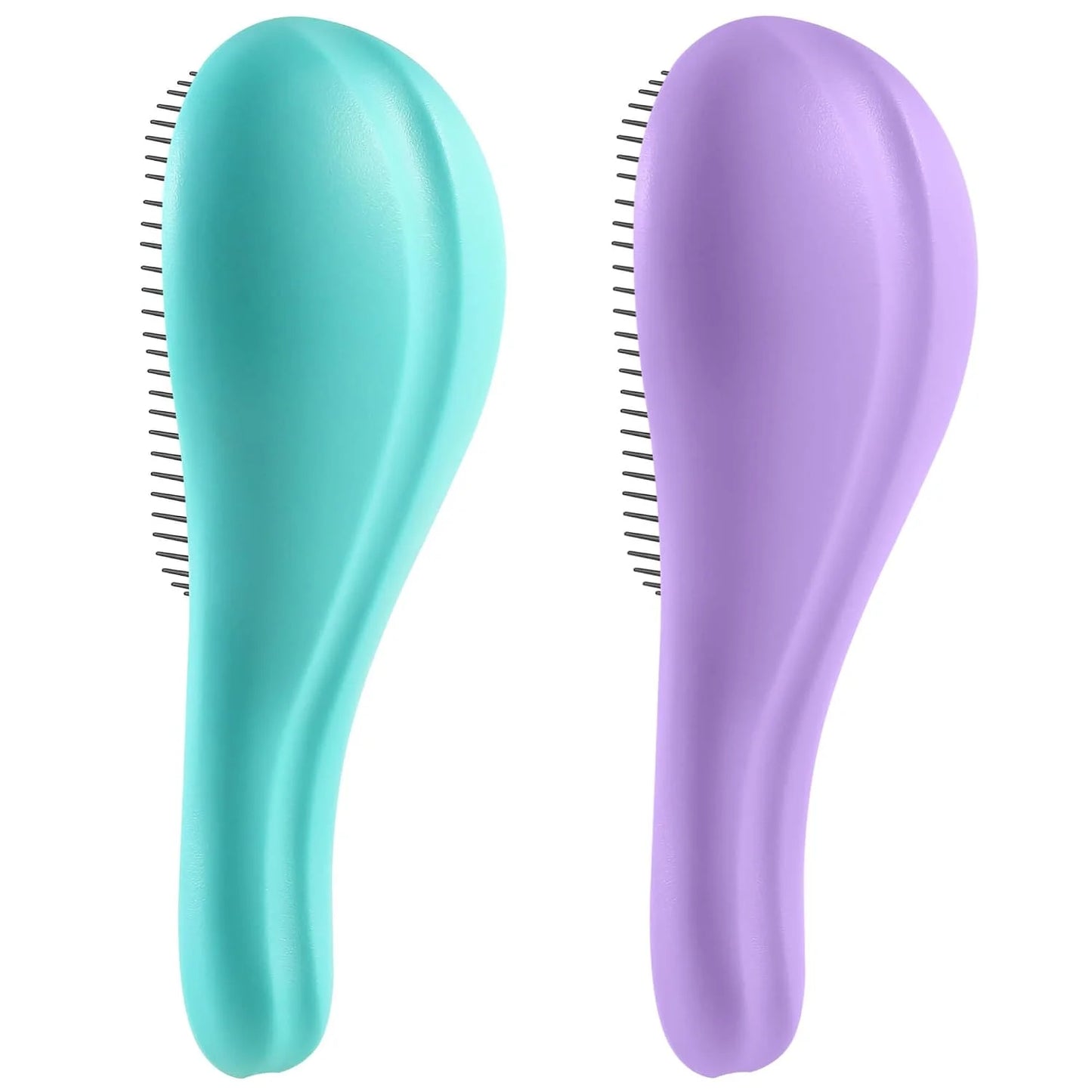 2 Pack Detangling Hair Brush - Detangler Hairbrush with Ultra Soft Bristles for Effortless Tangle Removal - For Dry Wet Damaged Curly Hair for Men Women Girls Boys Kids - Black & Green