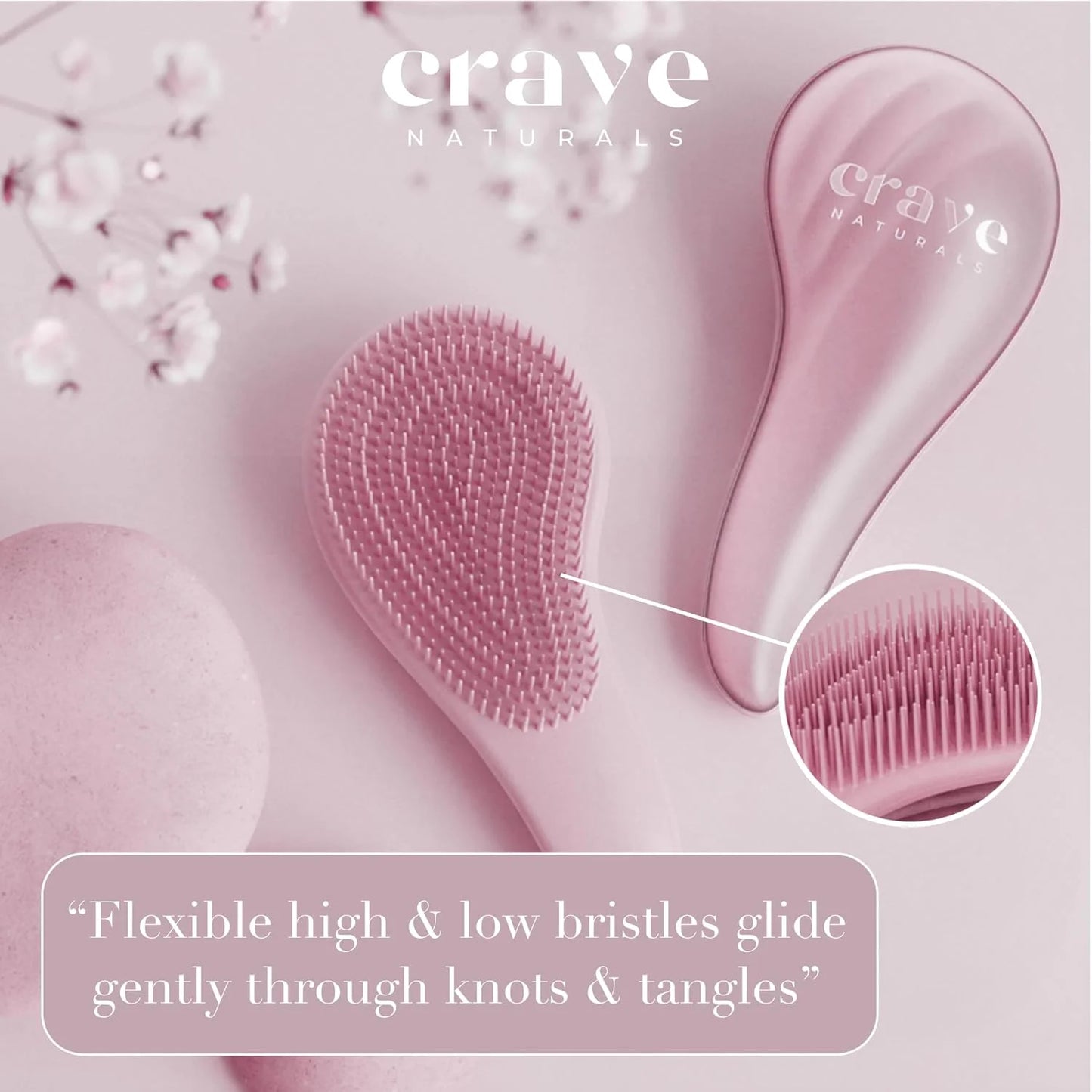 Crave Naturals Mini Detangler Hair Brush Turquoise – Glide Thru Hair Detangler Brush for Women, Kids & Toddlers – Gentle Scalp Care, No-Pain Tangle-Free Hairbrush for All Hair Types, Travel Hair Brush