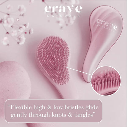 Crave Naturals Mini Detangler Hair Brush Turquoise – Glide Thru Hair Detangler Brush for Women, Kids & Toddlers – Gentle Scalp Care, No-Pain Tangle-Free Hairbrush for All Hair Types, Travel Hair Brush