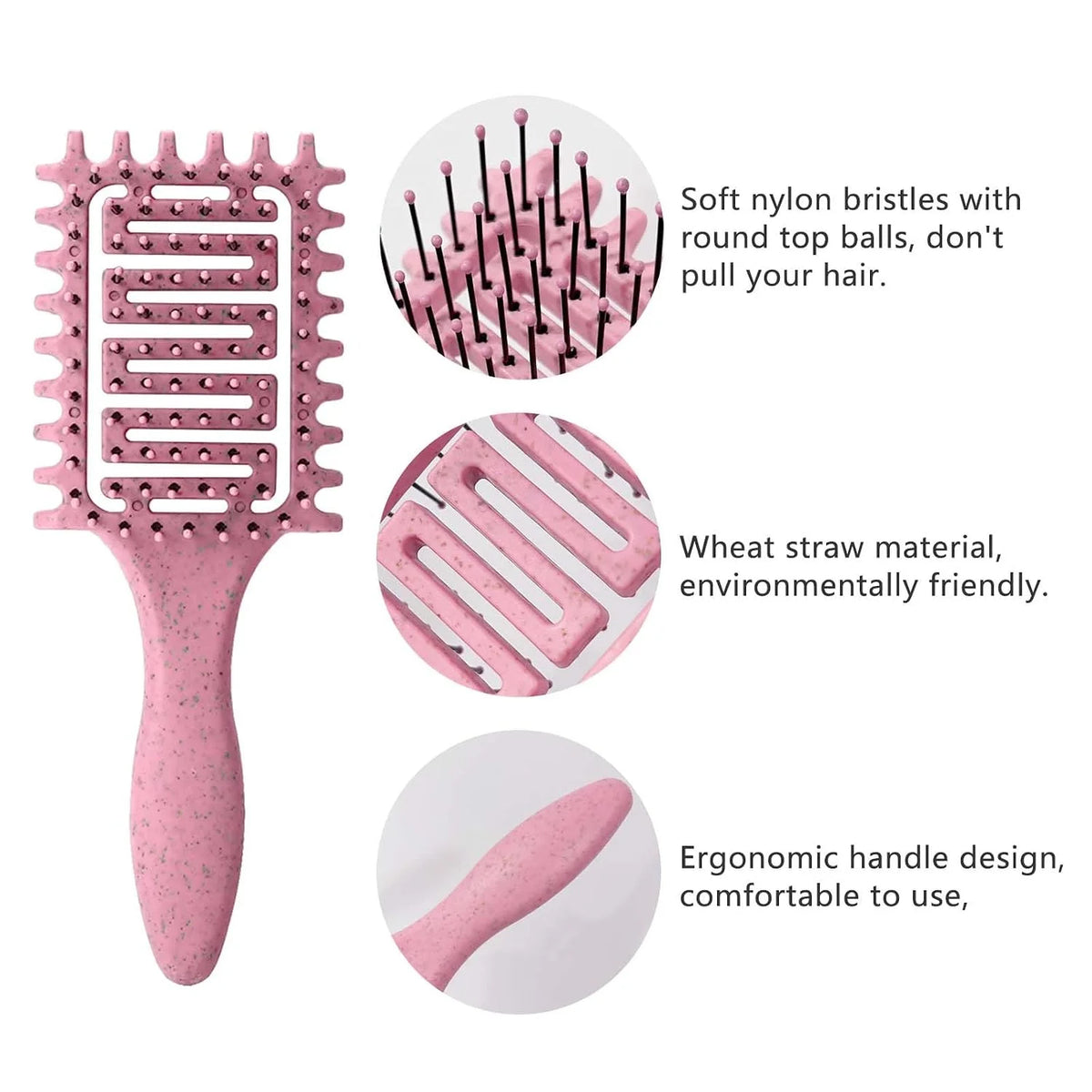 Curl Defining Brush for Curly Hair, Vented Detangling Hair Brush for Wet and Dry Styling, Curved Brush for Shaping and Smoothing Curl Clumps, Lightweight Hair Brush (2Pcs Black)