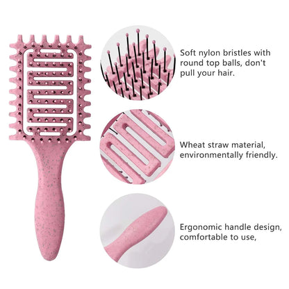 Curl Defining Brush for Curly Hair, Vented Detangling Hair Brush for Wet and Dry Styling, Curved Brush for Shaping and Smoothing Curl Clumps, Lightweight Hair Brush (2Pcs Black)