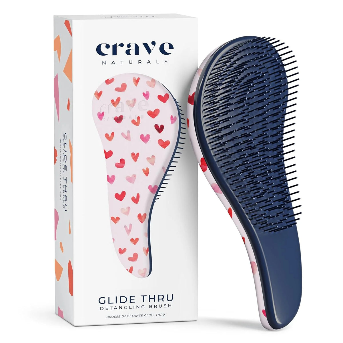 Crave Naturals Glide Thru Hair Brush - Detangler Brush for Curly, Straight, Wet or Dry Hair - Gentle Detangling Brushes for Adults, Kids, Toddlers - Hair Accessories for Women, 7.5x3" - Pink