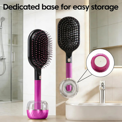 Anti-Static Detangling Hair Brush with Storage Box & Base, Rose Red