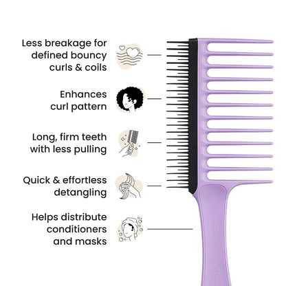 Tangle Teezer Wide Tooth Comb, Double Sided for Detangling and Less Breakage, for 3C to 4C Curly Hair Types, Peach