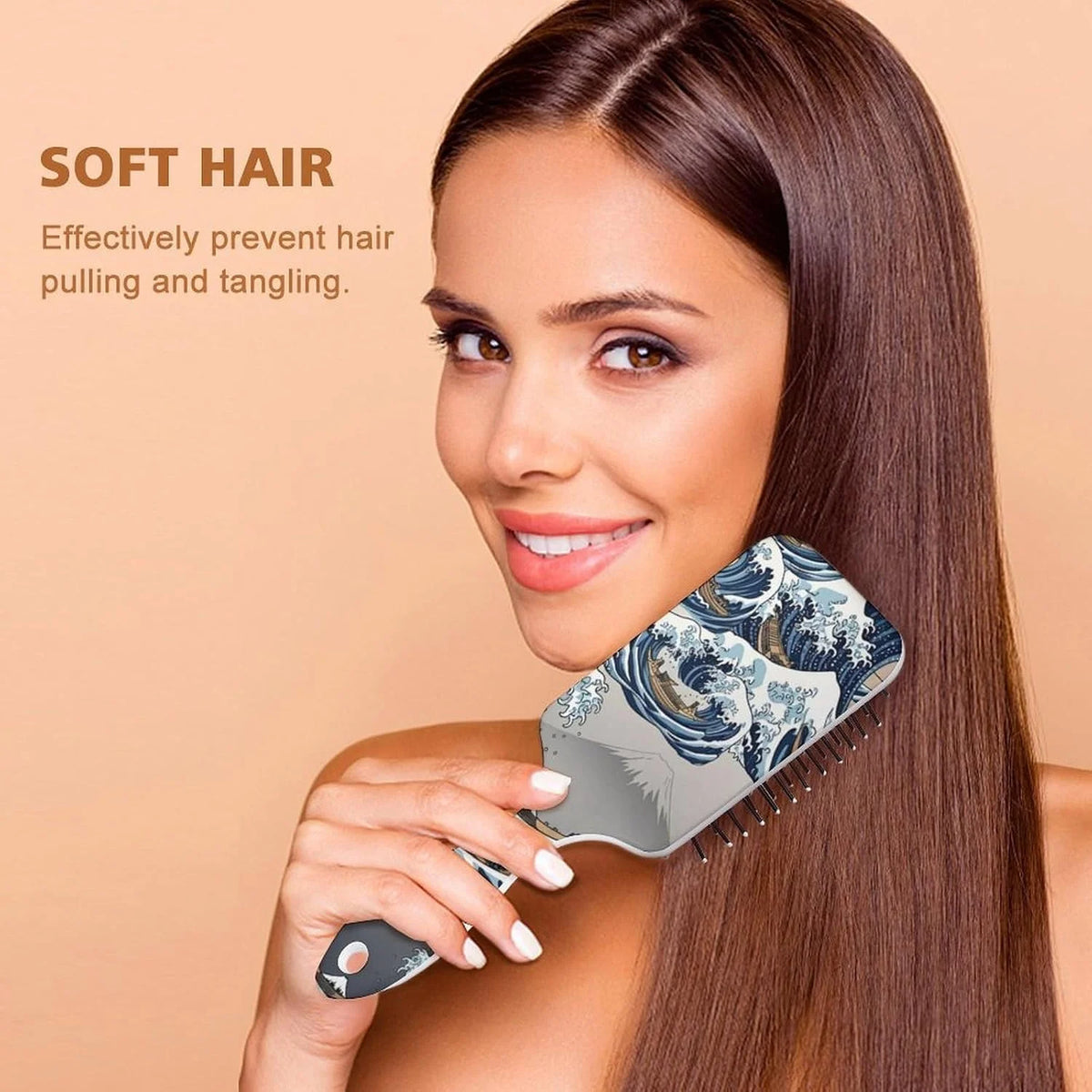 Air Cushion Comb for Massage Japanese Ocean Wave Fish Koifish Art, For Curly Long Thick Straight Hair, Women Girls Ladies