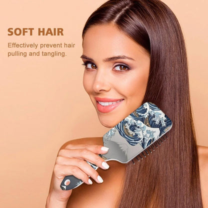 Air Cushion Comb for Massage Japanese Ocean Wave Fish Koifish Art, For Curly Long Thick Straight Hair, Women Girls Ladies