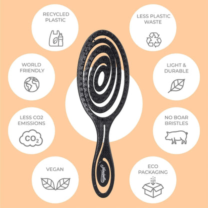 Ninabella Detangler Brush - No Tangle Hair Brush for Women, Fine, Thick and Long Hair - Hairbrush for Wet and Dry Hair, Gentle on the Scalp - Elegant Black