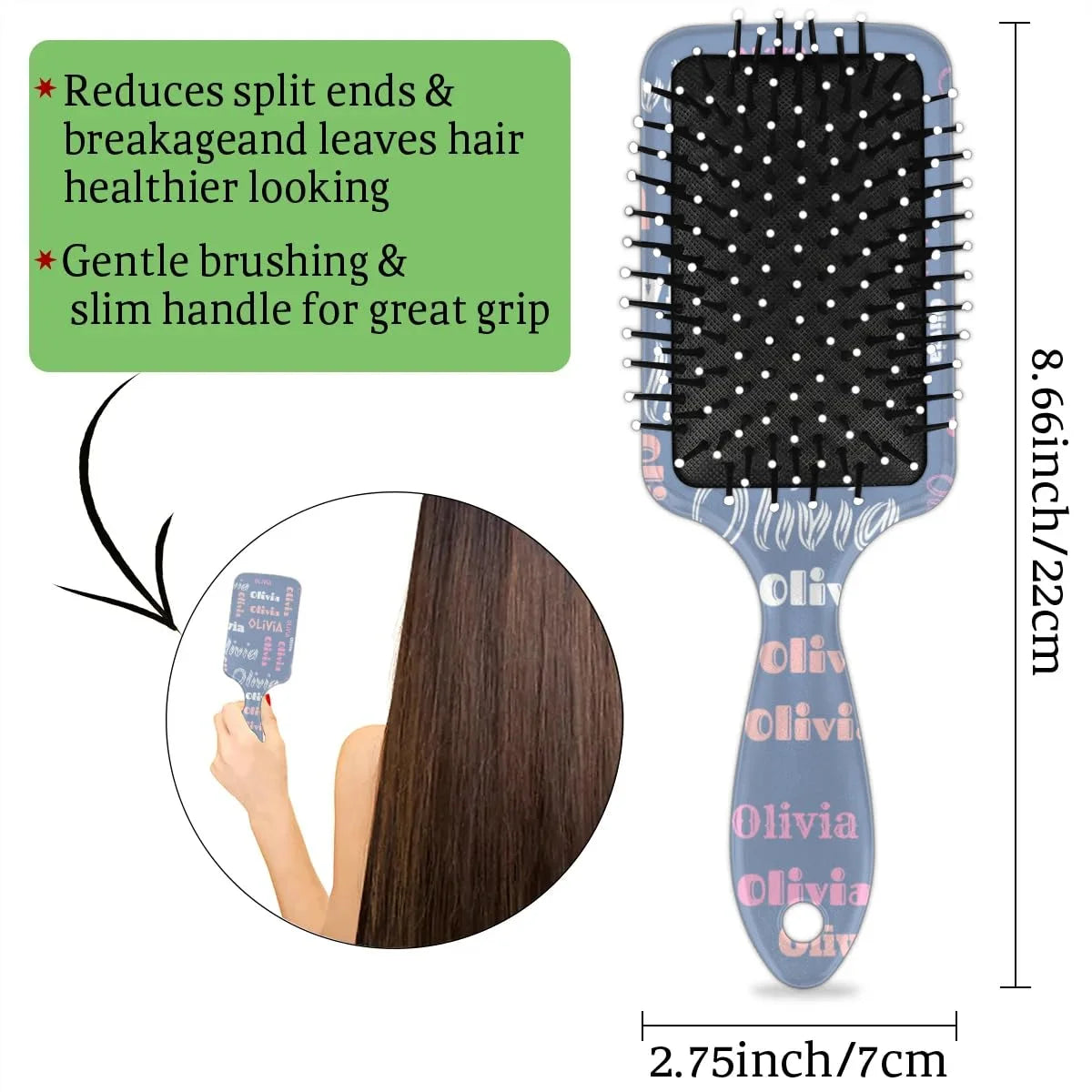 Personalized Name Hair Brush Detangler Brush Gifts for Women Man Custom Detangler-Hair-Brush Kids-Toddler-Girls for Travel All Hair Types