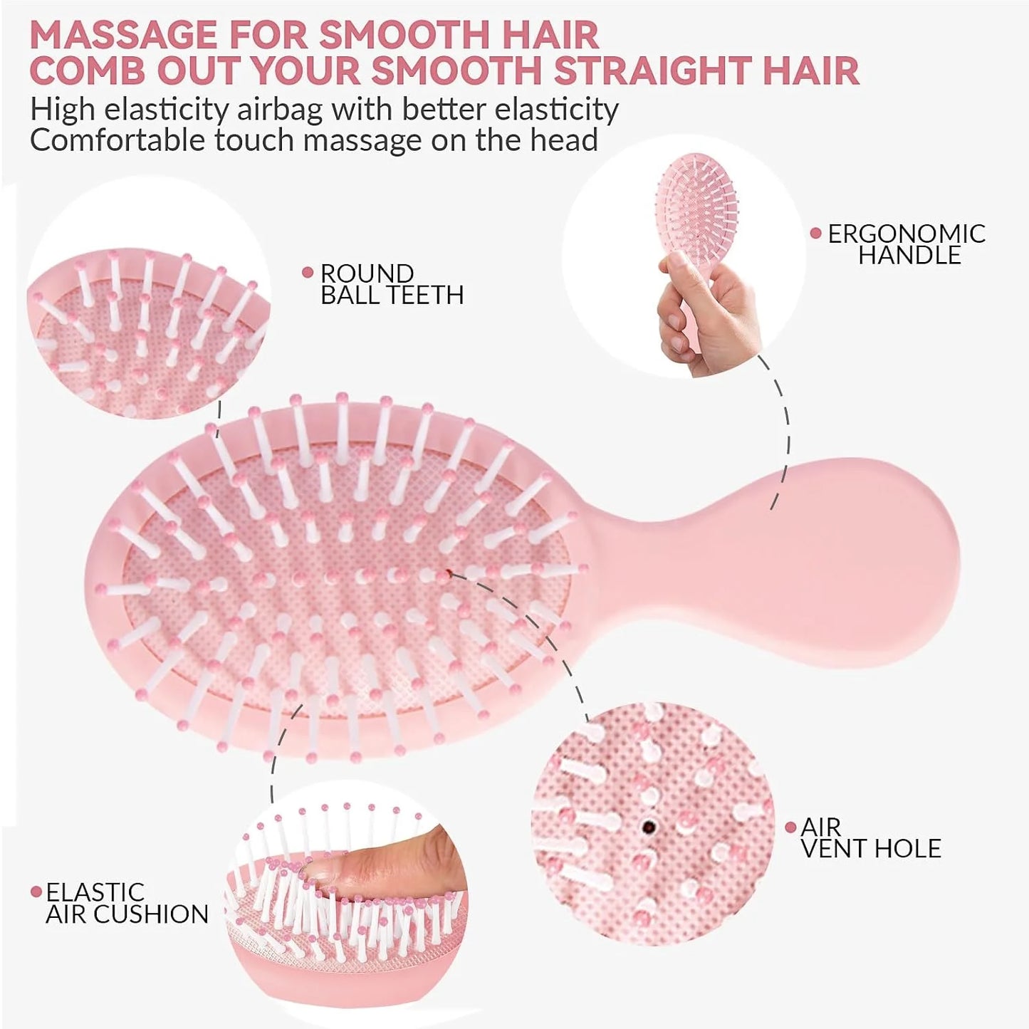 2P Mini Hair Brush,Brush Squirt Detangling Brush,Mini Detangler Brush, No Tangle Ultra-Soft IntelliFlex Bristles,with Ease Knots Without Tears or Breakage (Bright flour)