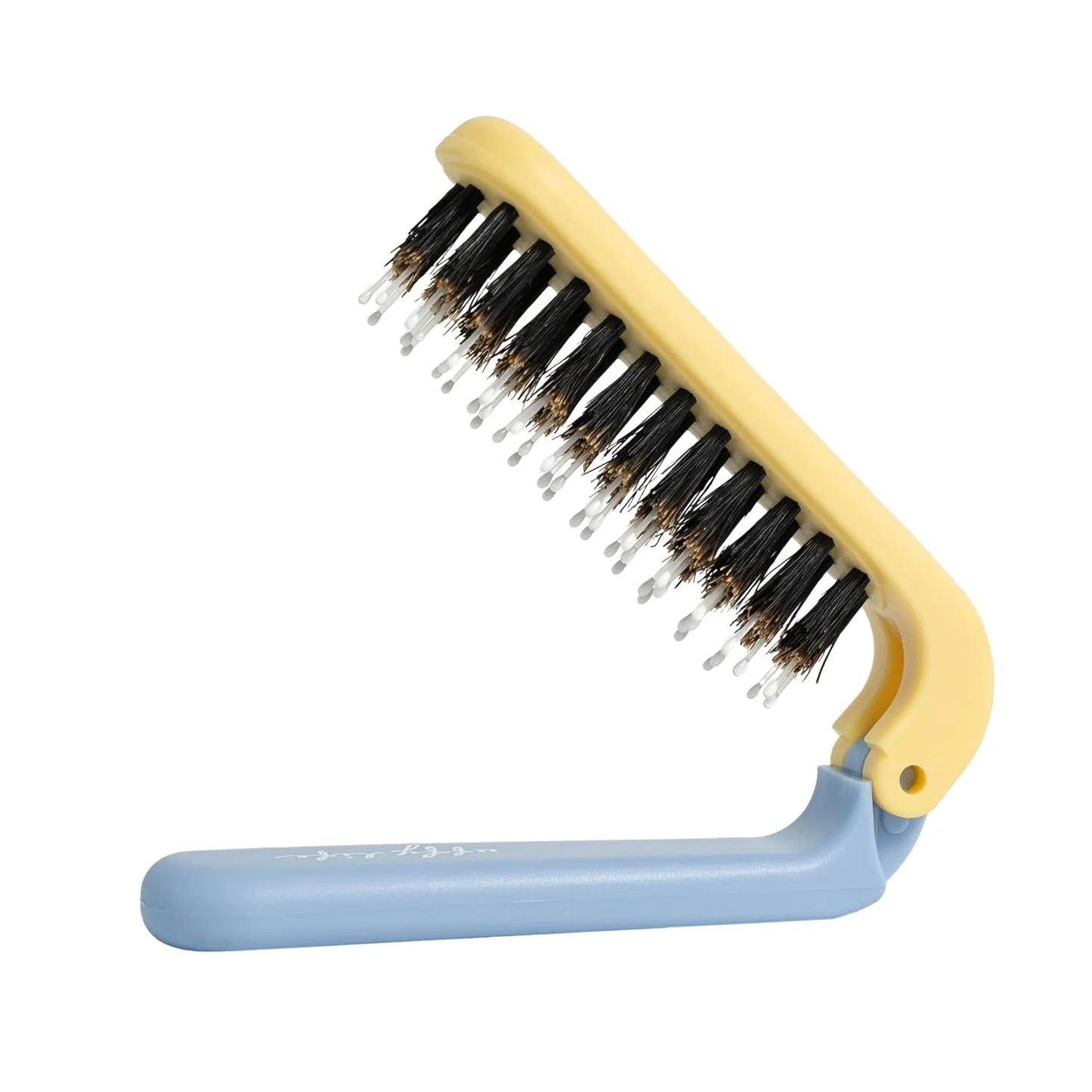 Uffy MiniPop Travel Hair Brush – Mini Folding Boar Bristles for Women, Men & Kids | Kid-Friendly Portable Purse Brush for Wet & Dry Hair, Curly or Straight | Pocket-Size Detangler – Hot Pink