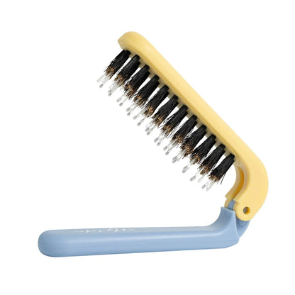 Uffy MiniPop Travel Hair Brush – Mini Folding Boar Bristles for Women, Men & Kids | Kid-Friendly Portable Purse Brush for Wet & Dry Hair, Curly or Straight | Pocket-Size Detangler – Hot Pink