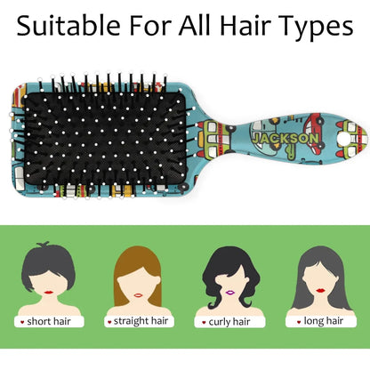 Personalized Cute Car Detangler-Hair-Brush for Kids Boys,Glides Through Tangles Comb,Custom Name Hair Brushes for All Hair Types Wet/Dry/Curly/Thick Hair,White 2