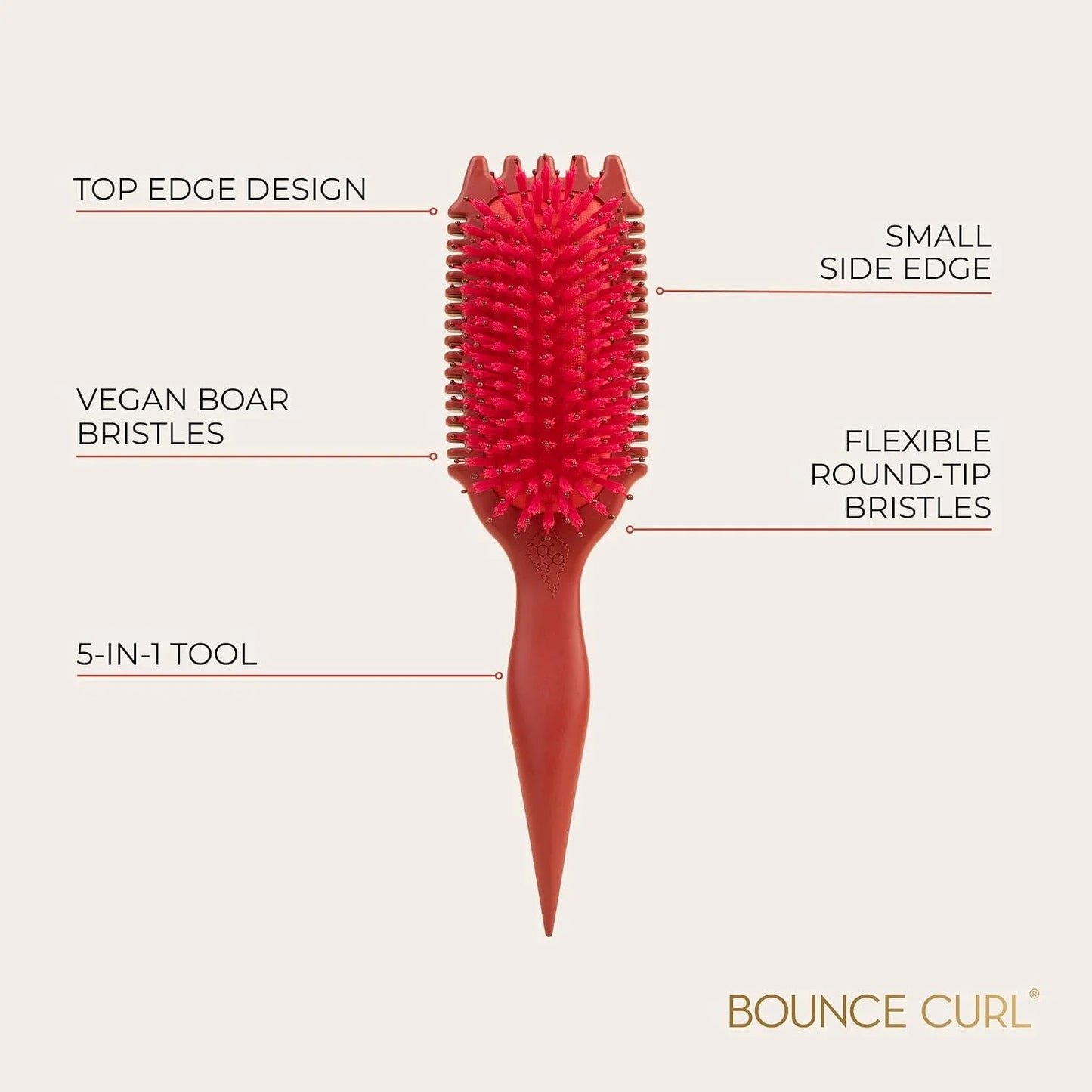 Bounce Curl Volume EdgeLift Brush, 5-In-1 Styling Tool Defined Curls Purple