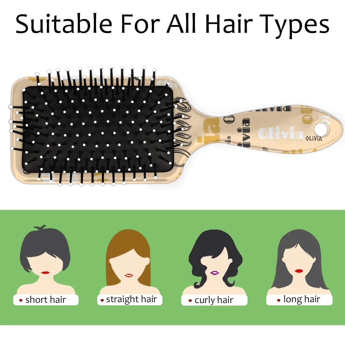 Personalized Name Hair Brush Detangler Brush Gifts for Women Man Custom Detangler-Hair-Brush Kids-Toddler-Girls for Travel All Hair Types