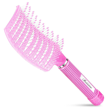 Hair Brush, Professional Curved Vented Brush with 25MM Bristles for Faster Blow Drying, Detangling for Wet Dry Hair, Paddle Brush for Thick Curly Straight Hair for Women & Men
