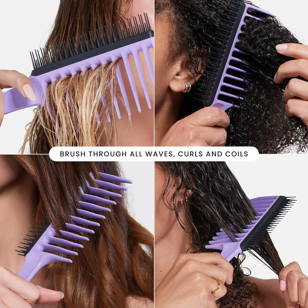 Tangle Teezer Wide Tooth Comb, Double Sided for Detangling and Less Breakage, for 3C to 4C Curly Hair Types, Peach