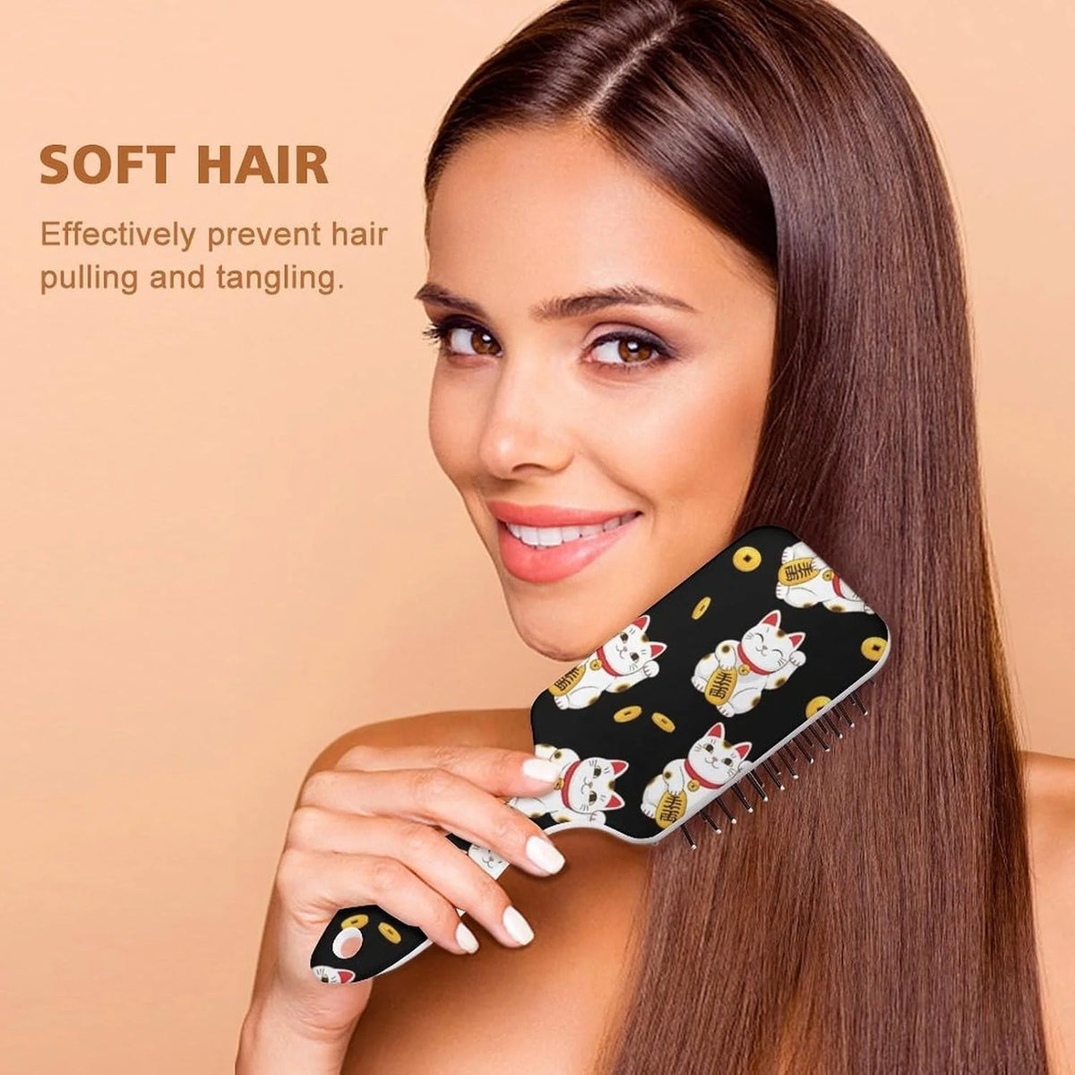 Air Cushion Comb for Massage Japanese Ocean Wave Fish Koifish Art, For Curly Long Thick Straight Hair, Women Girls Ladies