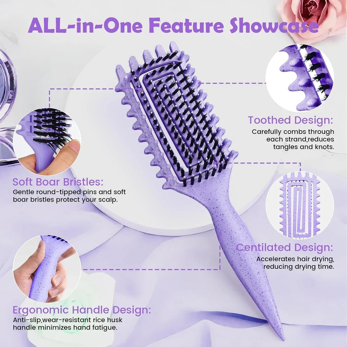 ABOYOY Curl Defining Brush with Side Gear for Curly Hair, Detangling & Styling Brush for Women Men, Lightweight Ergonomic Candy Brush Works on Wet or Dry Hair(green)