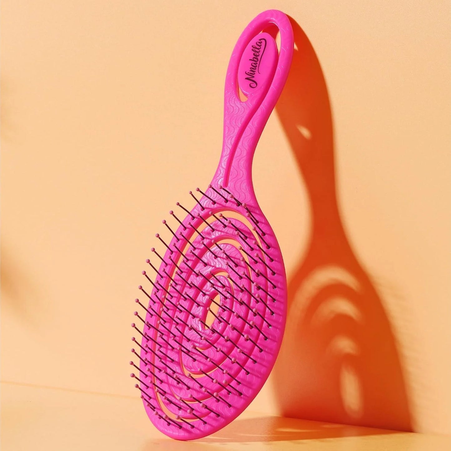 Ninabella Detangler Brush - No Tangle Hair Brush for Women, Fine, Thick and Long Hair - Hairbrush for Wet and Dry Hair, Gentle on the Scalp - Elegant Black