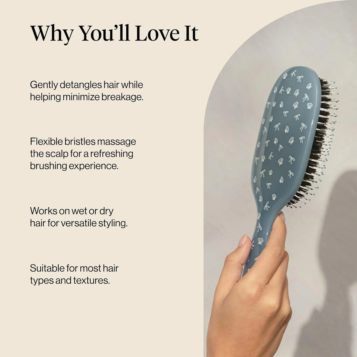 Kitsch Smooth & Polish Hair Brushes For Women and Men - Black