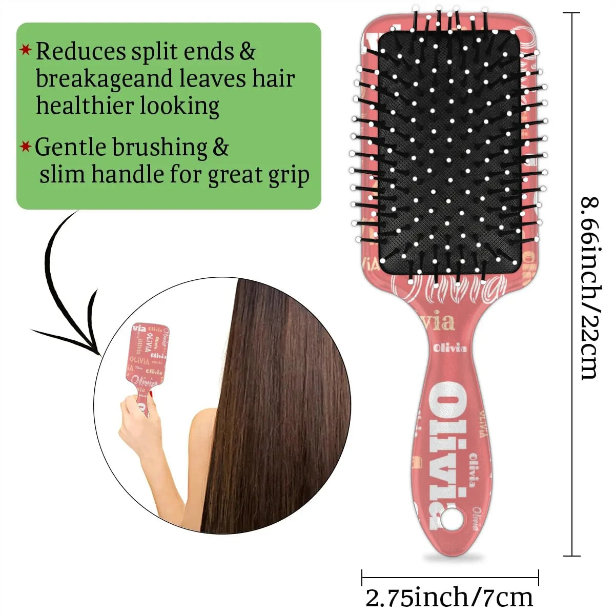 Personalized Name Hair Brush Detangler Brush Gifts for Women Man Custom Detangler-Hair-Brush Kids-Toddler-Girls for Travel All Hair Types