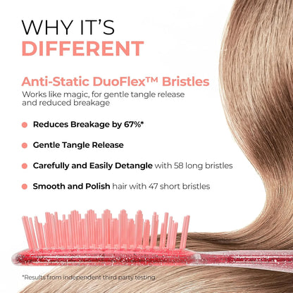 FHI Heat UNbrush Detangling Brush for Pain-Free Brushing on All Wet or Dry Hair Types — Durable DuoFlex Anti-Static Bristles, Lightweight Handle, Vented Hair Brush